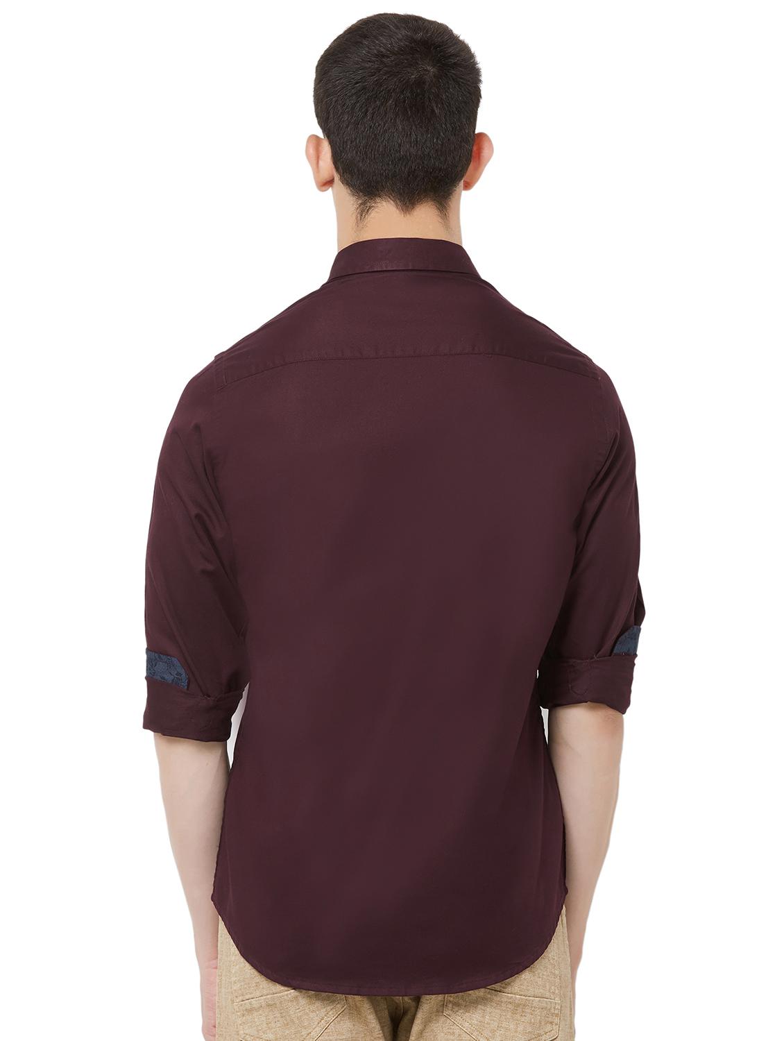 maroon solid casual shirt - 16664751 - Zoom Image - 3