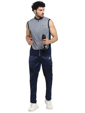 navy blue color block full length track pant - 16665688 - Standard Image - 3