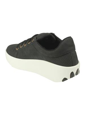 black leatherette laceup sneakers - 16665861 - Standard Image - 3