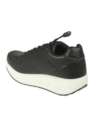 black leatherette laceup sneakers - 16665866 - Standard Image - 3