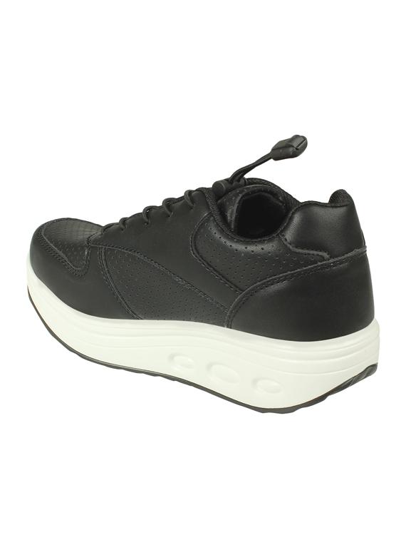 black leatherette laceup sneakers - 16665866 - Zoom Image - 3