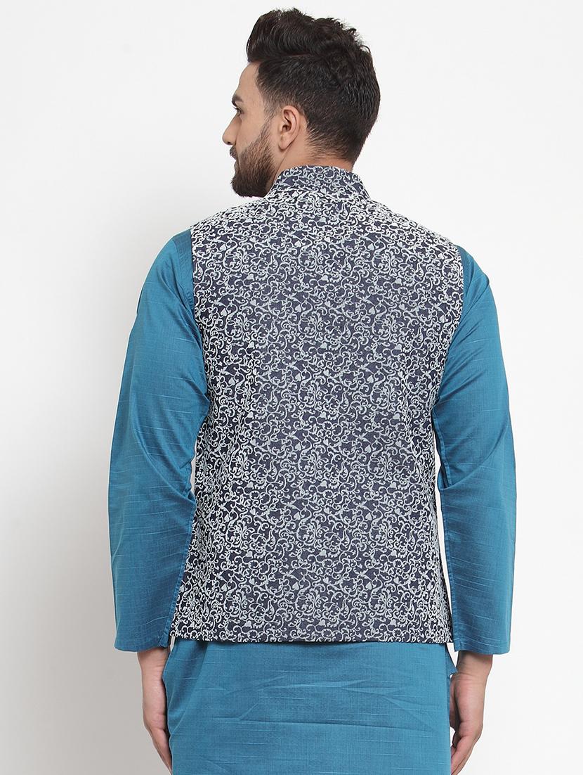 black printed nehru jacket - 16665947 - Zoom Image - 3