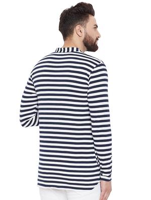 navy blue striped short kurta - 16666170 - Standard Image - 3
