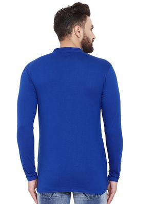 blue solid short kurta - 16666172 - Standard Image - 3