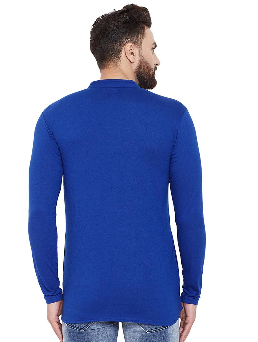 blue solid short kurta - 16666172 - Zoom Image - 3