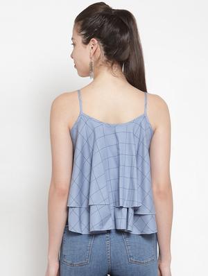 cami neck checkered layered top - 16666237 - Standard Image - 3