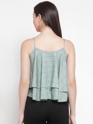 cami neck checkered layered top - 16666238 - Standard Image - 3