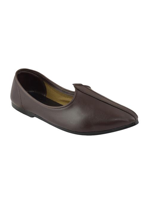 brown leatherette slip on jutis - 16666262 - Standard Image - 1
