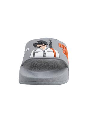 grey synthetic & mesh slip on flip flops - 16666331 - Standard Image - 3