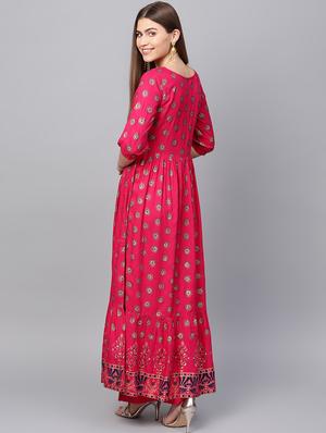 block printed flared kurta with palazzo set - 16667074 - Standard Image - 3