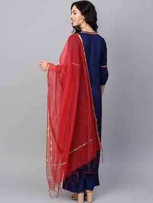gota patti kurta palazzo with dupatta set - 16667084 - Standard Image - 3