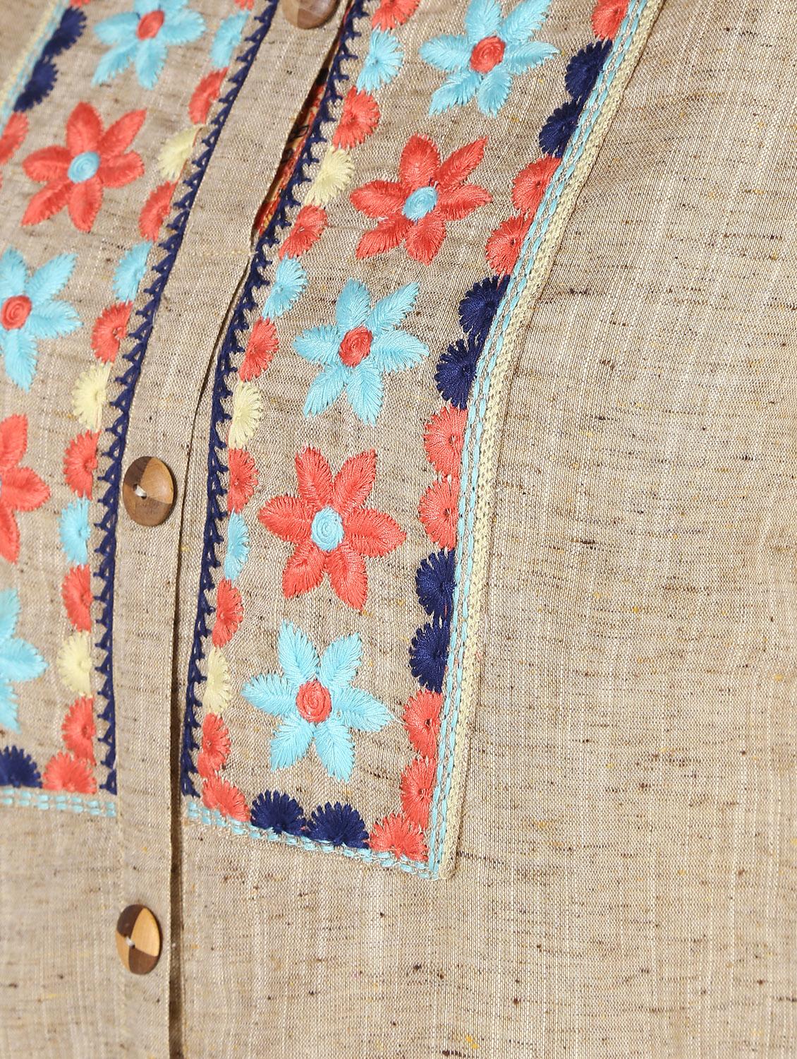 yoke embroidered straight kurta - 16667179 - Zoom Image - 6