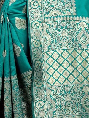 self-design banarasi saree with blouse - 16667392 - Standard Image - 3