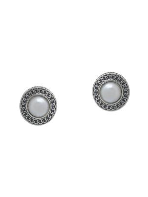 white silver studs earring - 16667677 - Standard Image - 3
