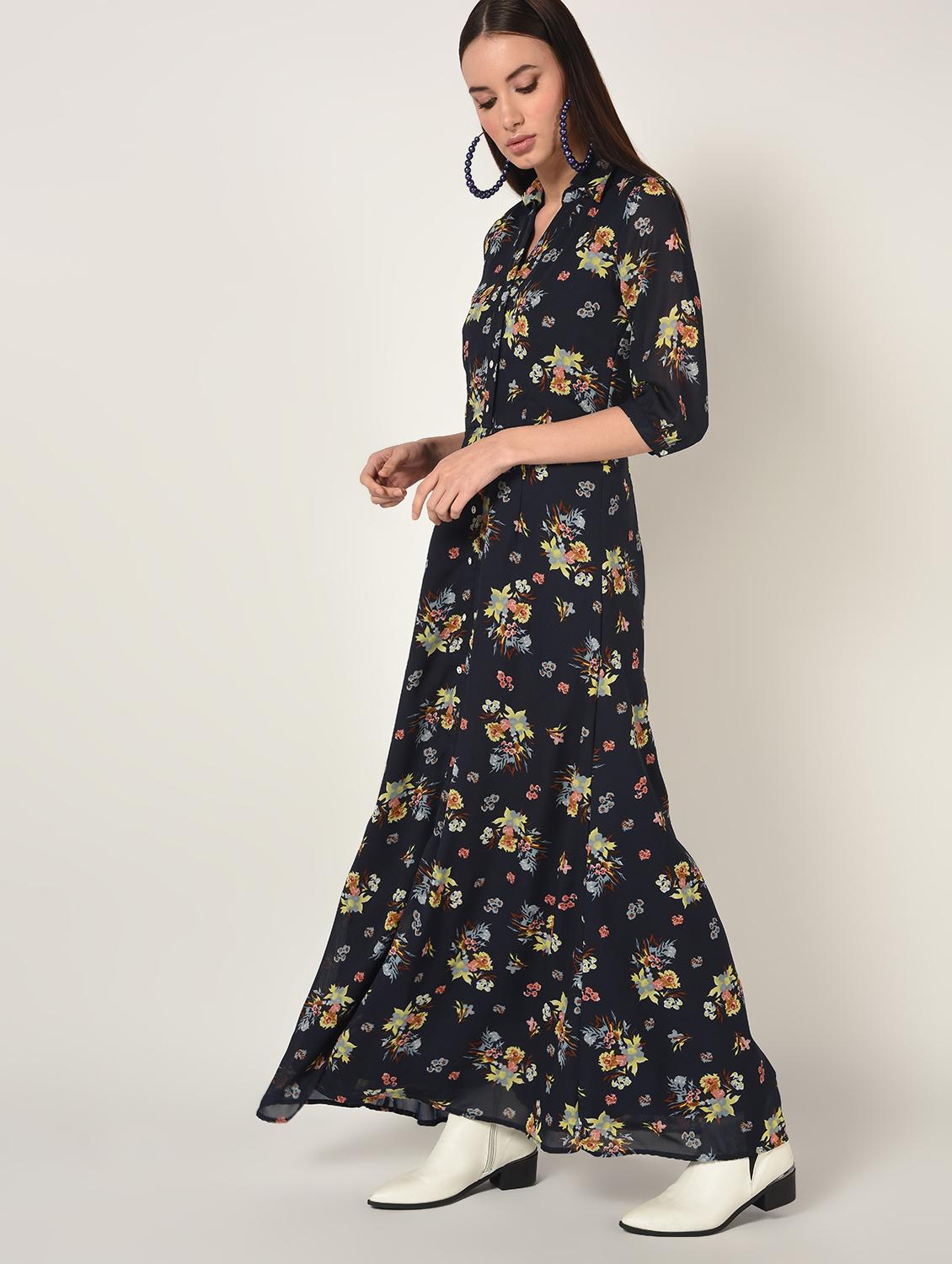 button up floral maxi dress - 16667842 - Zoom Image - 3