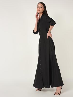 mandarin neck button up maxi dress - 16667843 - Standard Image - 3