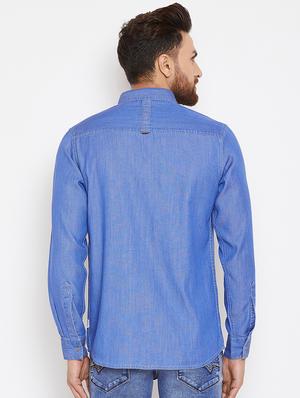 blue solid casual shirt - 16667907 - Standard Image - 3
