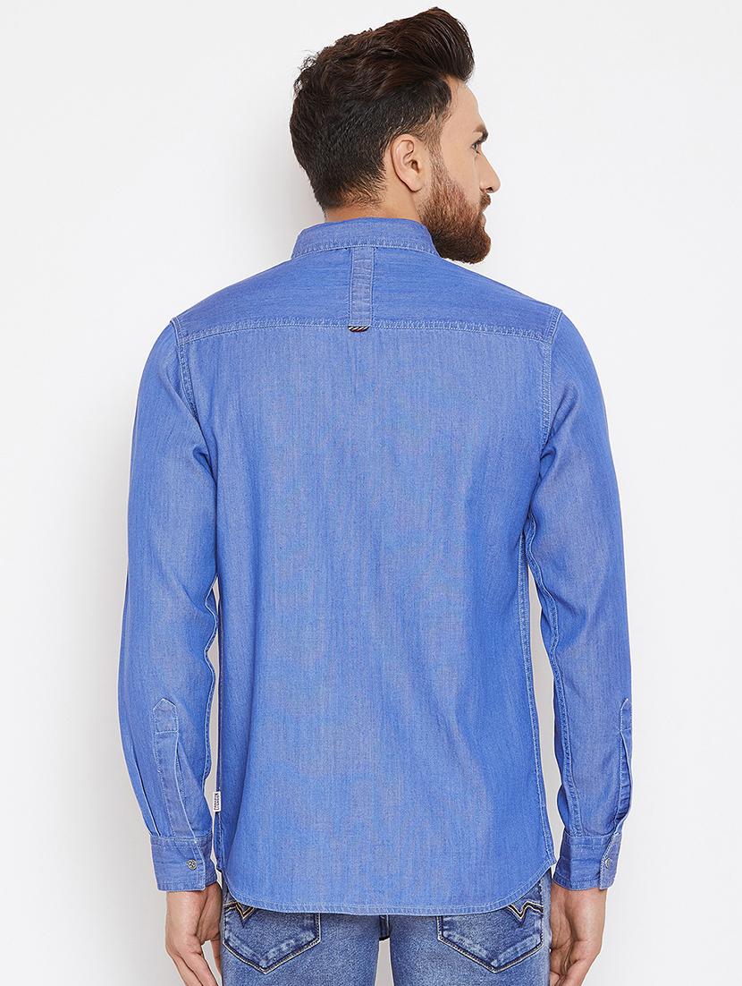 blue solid casual shirt - 16667907 - Zoom Image - 3