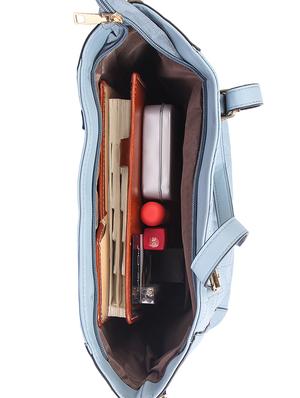 blue leatherette (pu) regular handbag - 16668233 - Standard Image - 3