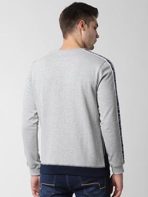 grey color block cut & sew sweatshirt - 16668958 - Standard Image - 3