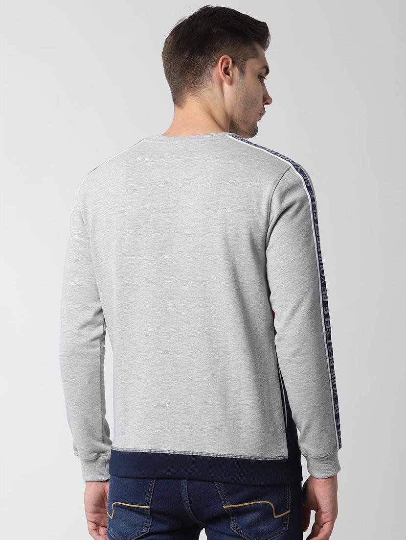 grey color block cut & sew sweatshirt - 16668958 - Zoom Image - 3