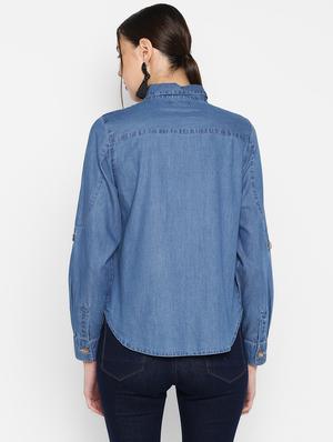pocket detail curved hem shirt - 16669213 - Standard Image - 3