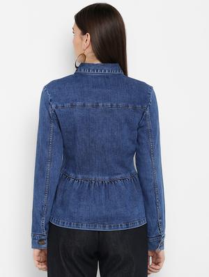 pocket detail curved hem denim jacket - 16669503 - Standard Image - 3