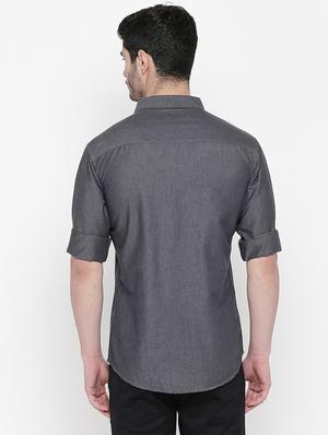 grey solid casual shirt - 16670507 - Standard Image - 3