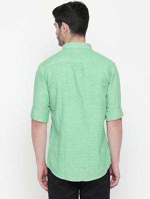 green solid casual shirt - 16670513 - Standard Image - 3