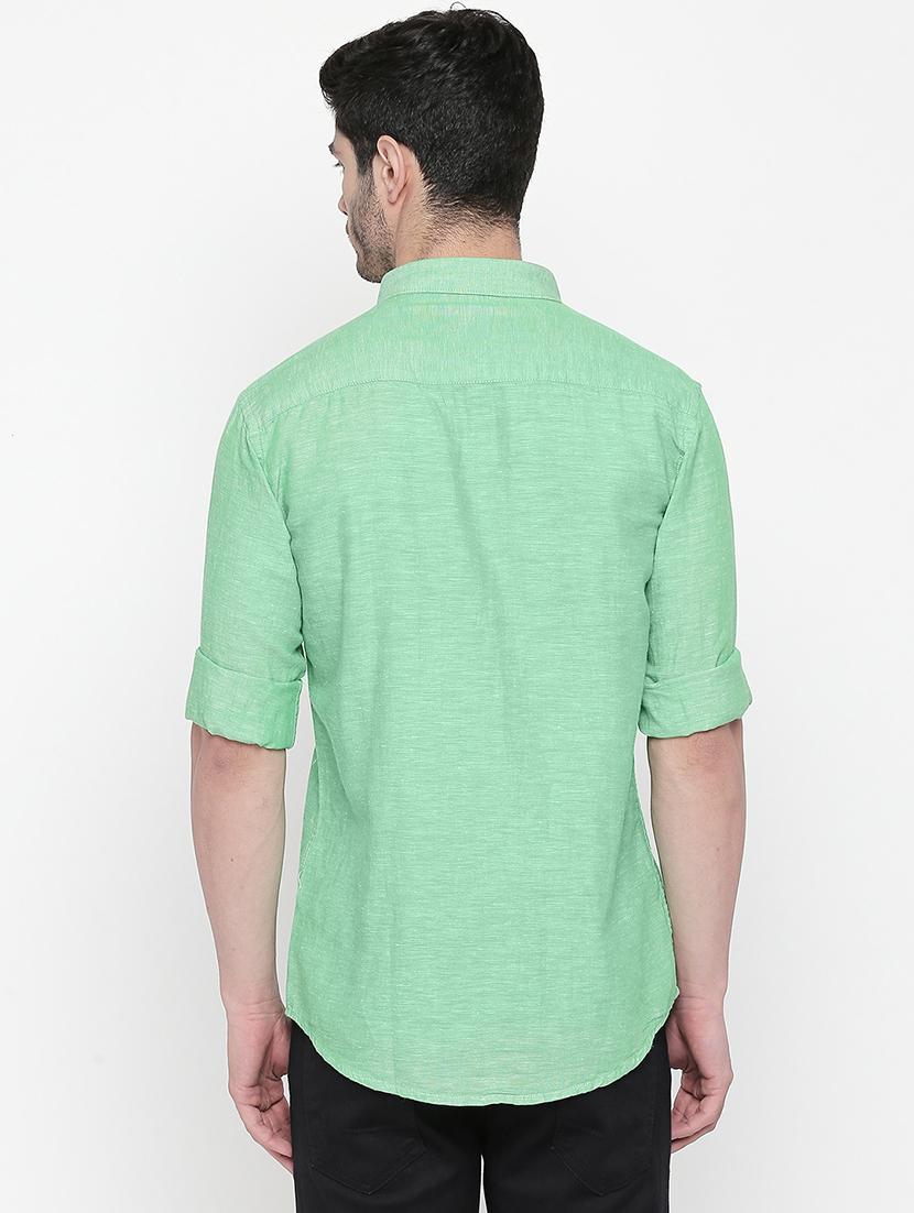 green solid casual shirt - 16670513 - Zoom Image - 3
