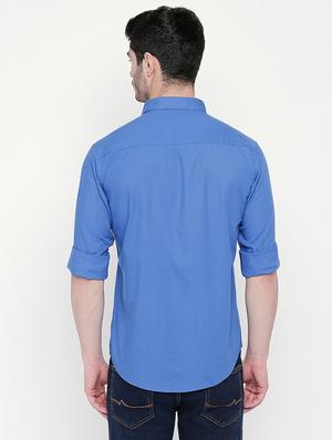 blue solid casual shirt - 16670523 - Standard Image - 3