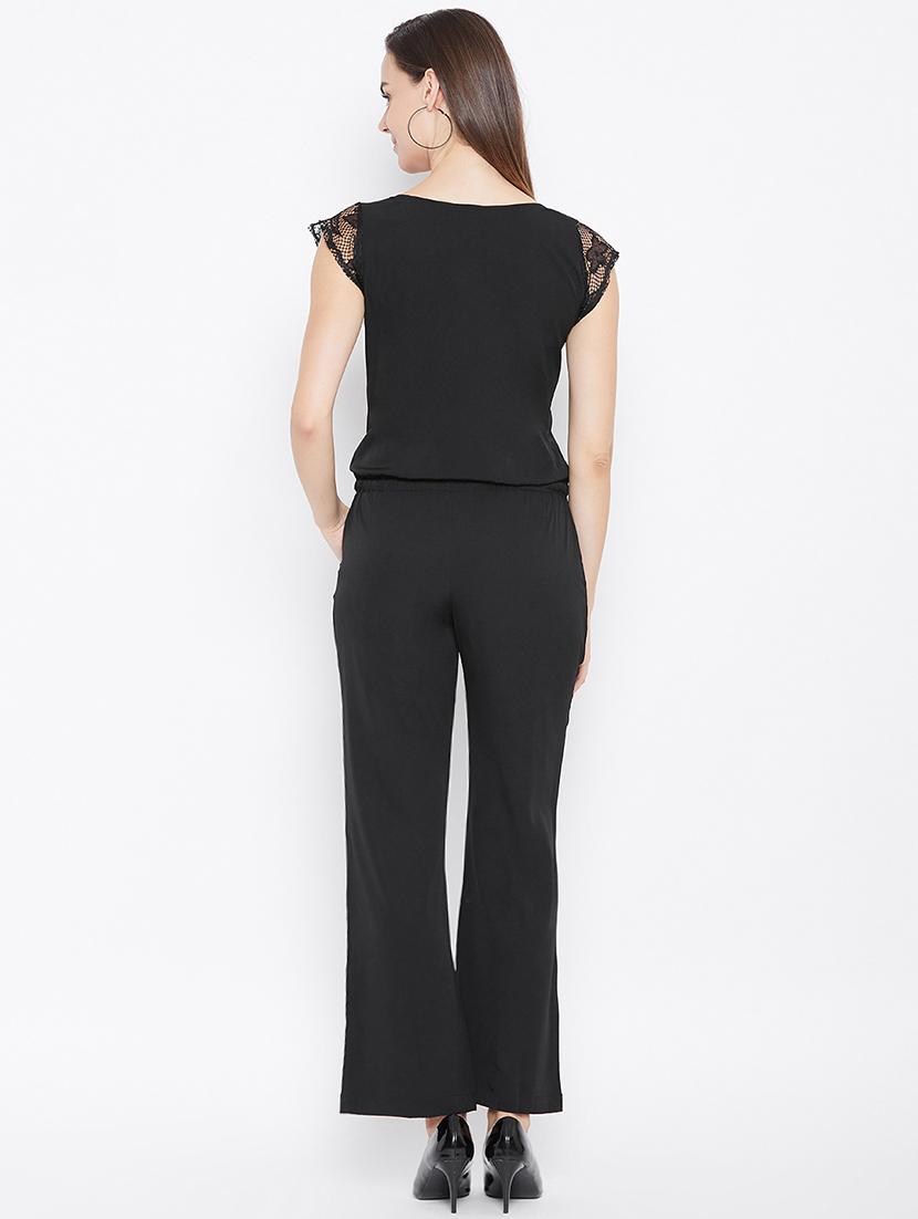 v neck floral lace full leg jumpsuit - 16670692 - Zoom Image - 3