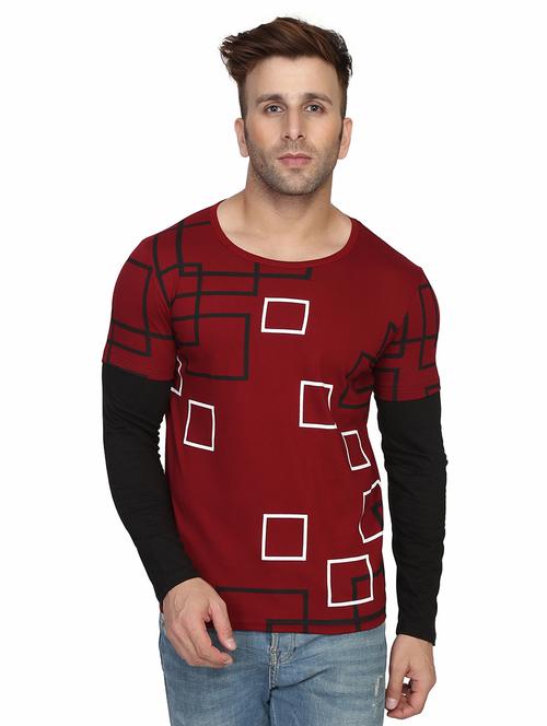 red geometric print t-shirt - 16671254 - Very Small Image - 1