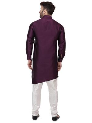 purple dupion solid asymmetrickurta - 16671764 - Standard Image - 3