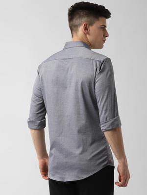 grey solid casual shirt - 16671910 - Standard Image - 3
