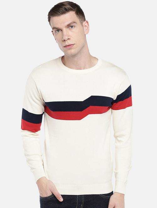 white chevron print pullover - 16672165 - Standard Image - 1
