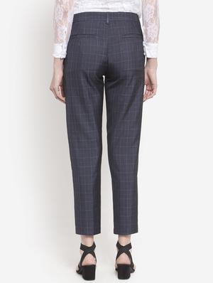 high rise checkered flat front trousers - 16672329 - Standard Image - 3