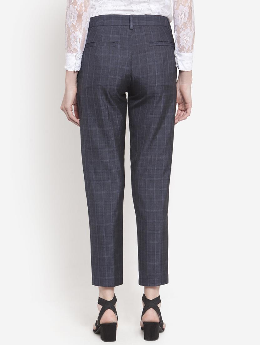 high rise checkered flat front trousers - 16672329 - Zoom Image - 3
