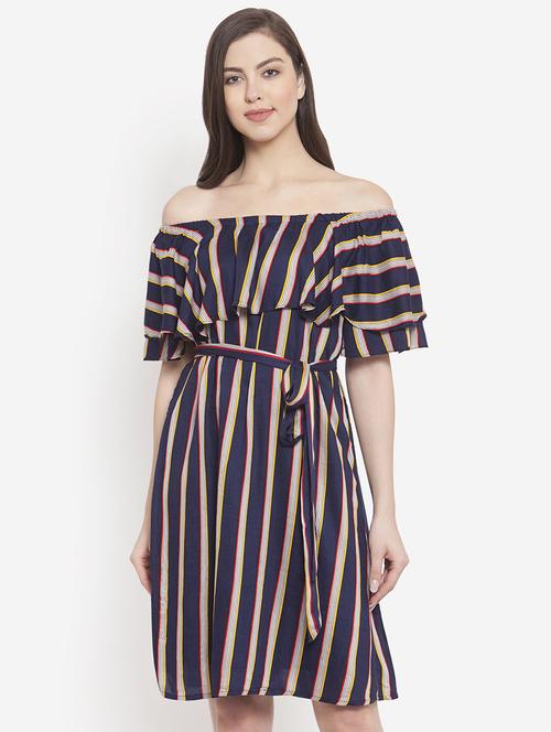 tie knot off shoulder a-line dress - 16672423 - Standard Image - 1