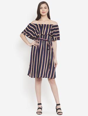 tie knot off shoulder a-line dress - 16672423 - Standard Image - 3
