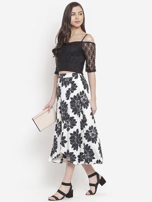 cold shoulder floral laced crop top - 16672500 - Standard Image - 3