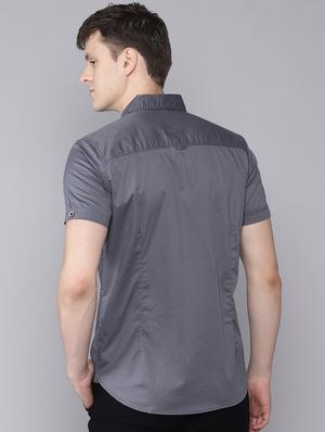grey solid casual shirt - 16672656 - Standard Image - 3