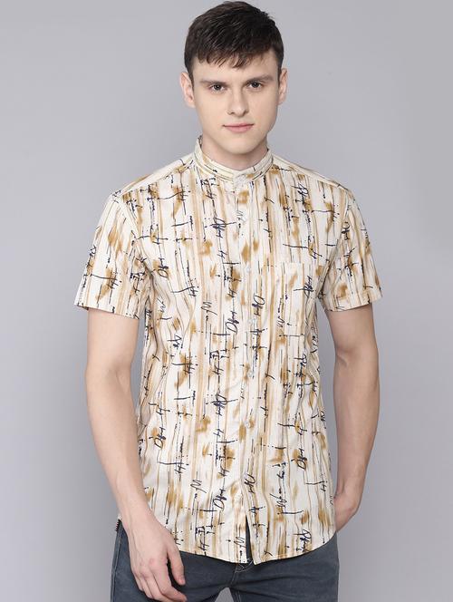 beige printed casual shirt - 16672682 - Standard Image - 1