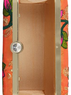 orange faux silk box clutch - 16672779 - Standard Image - 3