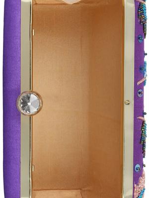 purple faux silk box clutch - 16672781 - Standard Image - 3