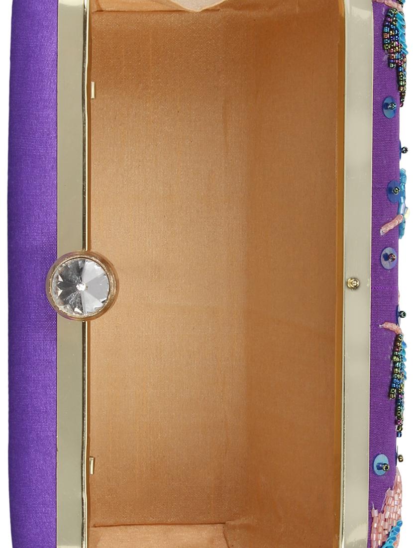 purple faux silk box clutch - 16672781 - Zoom Image - 3
