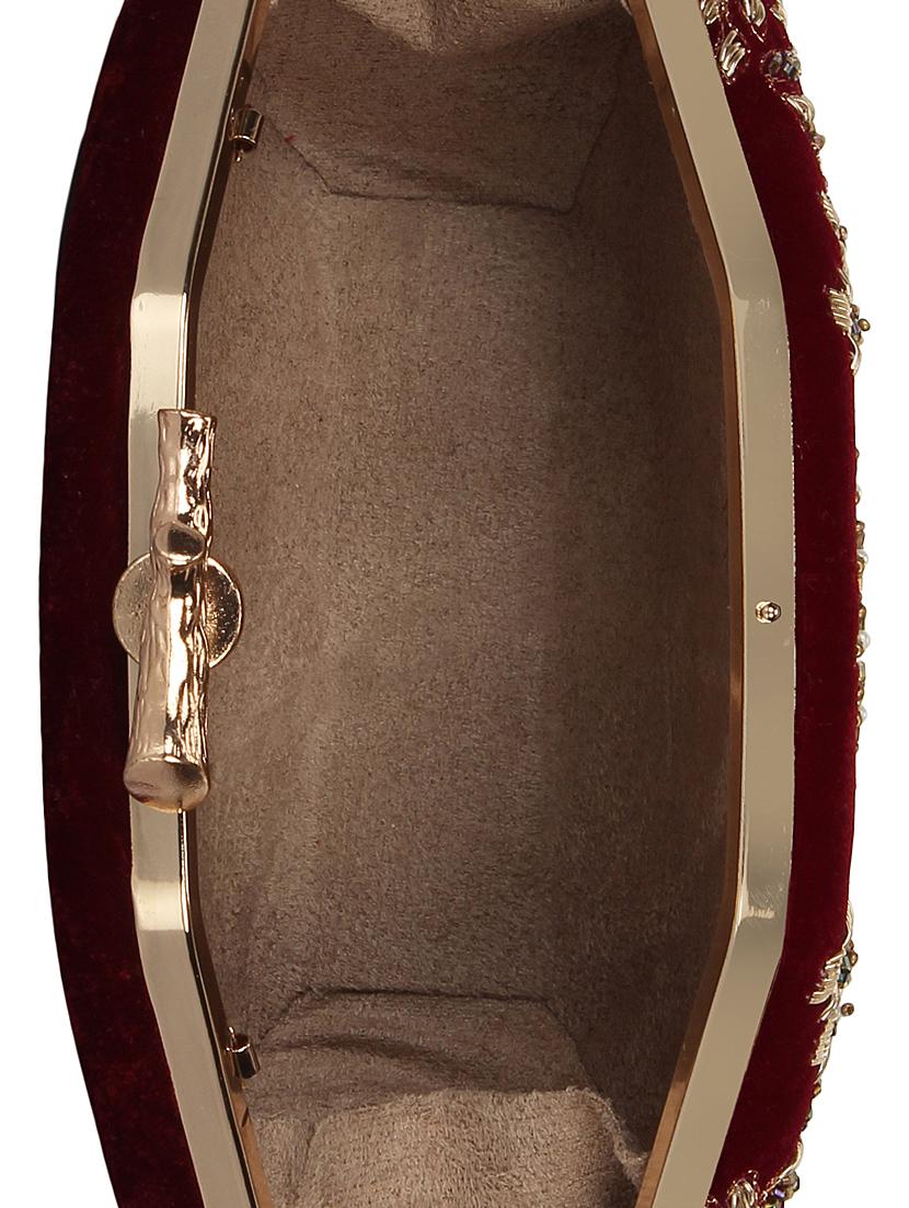 maroon velvet box clutch - 16672796 - Zoom Image - 3