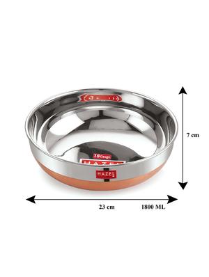 stainless steel heavy tasra kadhai with copper bottom - 16672821 - Standard Image - 3