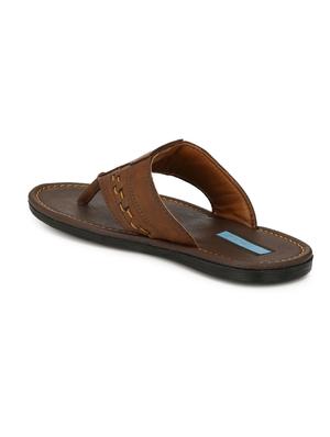 brown leatherette toe separator slippers - 16672851 - Standard Image - 3