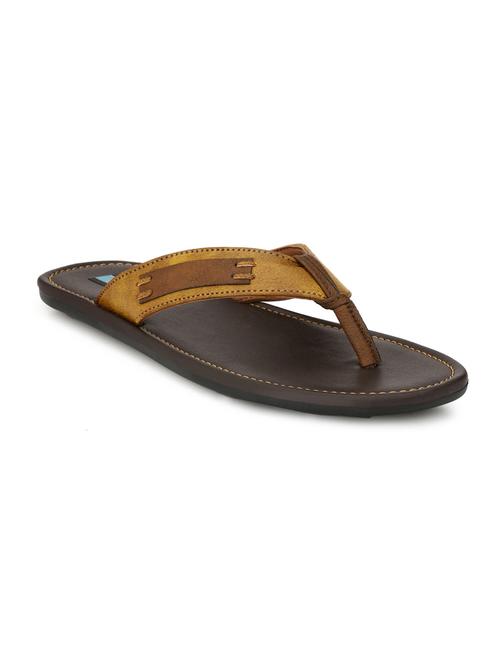brown leatherette toe separator slippers - 16672852 - Standard Image - 1